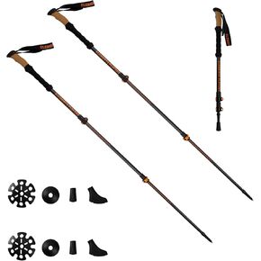80% Trekking Poles for Hiking 3K Anti-shock Carbon Fiber Ultralight Telescopic Collapsible - Professional Open Terrain (2PC)