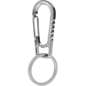 FULLGUEEN Titanium Keychain Carabiner Clip,Multifunctional Keychain Carabiner,EDC Key Clip Anti-Lost Quick Release Key Ring Holder for Daily Use, Gray