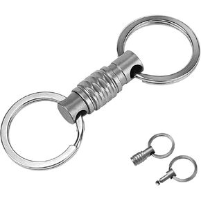 Noopel Quick Release Keychain 1 Pack, Titanium Key Ring Pull Apart Detachable Keyring Mens Car Key Holder with 2 Stainless Steel Key Rings