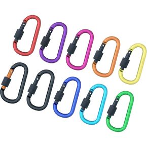 10 قطع من مشابك سلسلة المفاتيح بقفل لولبي - 3 بوصة من الألومنيوم المتين على شكل حرف D مشبك زنبركي للمنزل، والمركبات الترفيهية، والتخييم، وصيد الأسماك، والمشي لمسافات طويلة، والسفر، والرياضة في الهواء الطلق in Kuwait