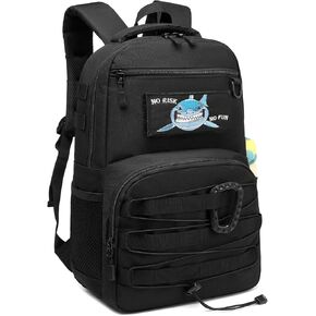 Kids Backpack, 20L Tactical Backpack for Outdoor Hiking Camping, Molle Backpack for Boys (Black Camo)
