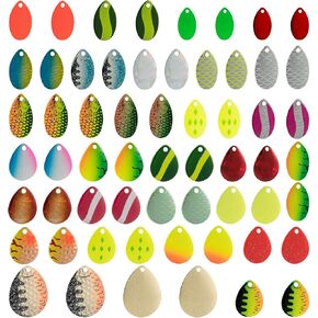 Dr.Fish 60 Pack Spinner Blades Kit Colorado and Indiana Blades Fishing Lure Making Supplies Walleye Rig Crawler Harness Making Blade for Trout Salmon