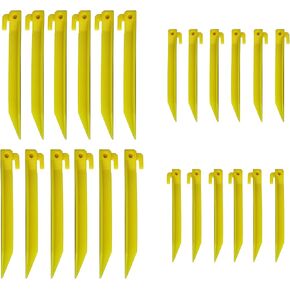 24Pcs Tent Pegs Plastic Spike Hook Awning Camping Caravan Visual Marker,12x 6inch + 12x 9inch