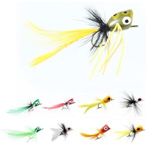 Fly Bait Nesting Box Fly Fishing Bass Popper Fly Fishig Lure 9pcs Handmade biomimetic Insects Fly Hook Insect Tying Set Panfish Bait Bugs Trout Bobber Lure Bluegill Salmon Fly Hook Insect