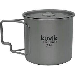 Titanium Cup with Lid 350ml (11.8 oz) - Ultralight and Compact Pot for Backpacking, Camping, and Survival