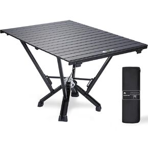 Metal Heatproof Folding Camping Table, Heavy Duty 110 Capacity, Thickened Aluminum Frame & Rubber Feet, Outside Portable Square Beach Table with Carrying Bag for Sand, Car Camping, Travel