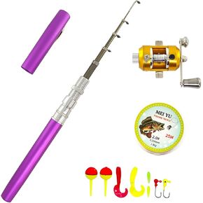 38inch Portable Pocket Telescopic Mini Pen Fishing Rod and Reel Combos, Small Pen Fishing Pole with Reel Line Bait Hook, for River, Lake, Ice Fishing and So On