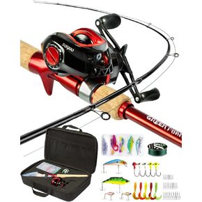 Ghosthorn Graphite Fishing Rod and Reel Combo, Bait Casting Telescoping Fishing Pole Collapsible Portable Travel Kit with Carrier Bag for Freshwater Fishing Gift for Men Women