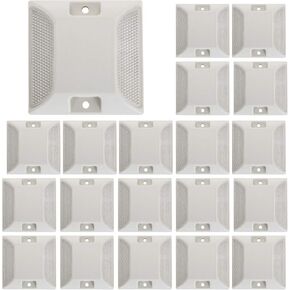 20Pack White Reflective Road Driveway Marker 3-3/4"x 3-3/4"Street Pavement & Asphalt Stud Markers, Great Reflecting for Speed Bumps, Sidewalks, Pedestrian Crossings, Freeways, Driveways