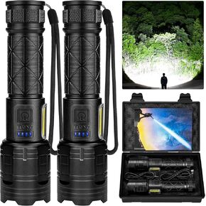 Rechargeable LED Flashlights High Lumens, 990000 Lumen Super Bright Flashlight with 7 Modes & Waterproof, Powerful USB Rechargeable Handheld Flash Light for Camping Home