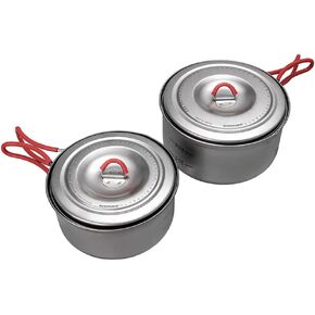 Evernew Titanium Lightweight Camping Pot w/Folding Handle Set, 600 & 900