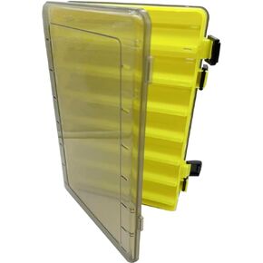 14 Compartments Double-Sided Visible Fishing Lure Hook Tackle Box Hard Plastic Orange/Yellow Container Box for Fishing Lures Hooks Jewelry Beads Earring (1pcs-yellow-14compartments)