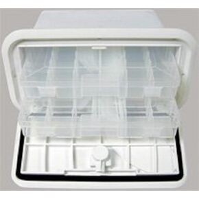 T-H Marine Tackle Center Trays | Boat Fishing Tackle Storage Hatch with 4 Trays | 7" x 14", Polar White
