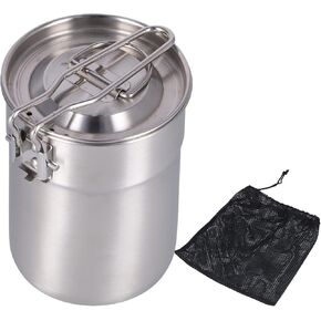 Backpacking Cup, 1L Outdoor Coffee Cup Camping Cooking Pot Backpacking Mug with Foldable Handle Lid for Hiking, Fishing