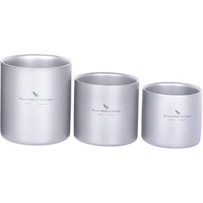 Boundless Voyage Double Walled Titanium Cup Insulated Mug Anti-scalding Outdoor Camping Tableware 120ml 180ml 300ml 450ml (3 PCS (120+180+300ml))