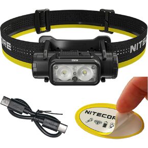 Nitecore NU53 1800 Lumen Headlamp, USB-C Fast Charging Long Runtime Lightweight Designed for Industrial uses with Auxilary White and Red Light Sticker