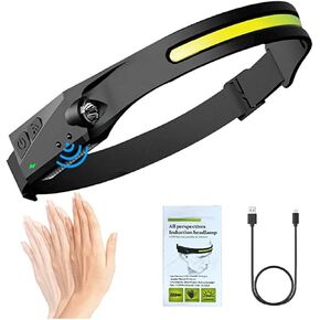 ALES-M Rechargeable Headlamp Light, Lightweight Headband Light, Led Lamp Camping Gear- COB230° Wide Beam Headlamp, Motion Sensor Work Light, Head Lamp for Outdoor Light, Running, Camping, Hiking