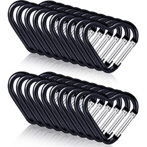 Ferraycle 20 Pieces Heart Shape Keychain Clip Aluminum Alloy Keychain Clip Spring Snap Hook Spring Loaded Snap Hook Multifunctional Keychain Clip for Home Outdoors Camping Hiking Fishing (Black)