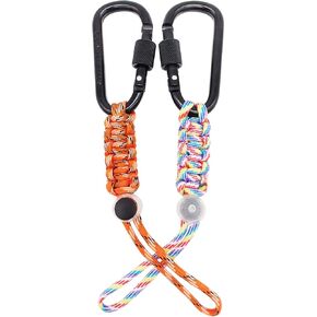 Paracord Keychain with Carabiner, Heavy Duty Paracord Lanyard Locking Carabiner Clip for Camping, Hiking, Traveling