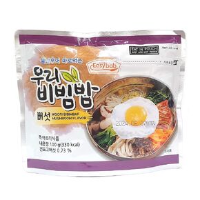 Sookwang MRE Korean Mushroom Bibimbap Ready to Eat Meal 1 Pack of Bibimbap Korean Mixed Rice Bowl 100g (3.53oz) 330 Kcal (Mushroom) 전투식량