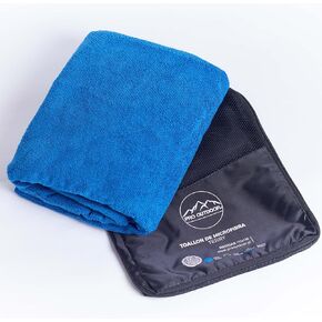 Microfiber Bath Towel Terry - Compact Multipurpose Fitness, Sports, Yoga, Travel Towel - Absorbent, Soft, Fast Drying Polyester - Lightweight & Odorless - Includes Bag - 60x120 cm, Blue