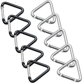 Snap Hook Clip 10PCS White and Black Heavy Duty Aluminium Alloy Triangle Ring Keychains Kettle Buckles Keyring
