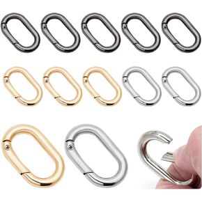 Hordion 10pcs Spring Key Ring Tiny Carabiner Clip, Oval Spring Clasp Connector Snap Hooks Fastener for Bags Purses Keychain Dog Tag Clips