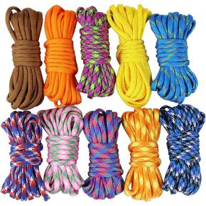 UOOOM 10 pcs Paracord Bracelet Rope Parachute Cord Outdoor Survival Rope Set DIY Manual Braiding 10 Feet