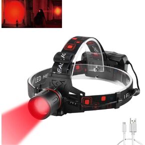Hunting Headlamp Red Light Rechargeable, 1000 Lumens Red LED Head Light Zoomable Red Light Headlamp Waterproof 3 Modes for Coon Hog Coyote Varmint Hunting, Astronomy, Stargazing