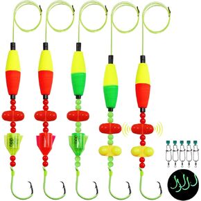 5pcs Catfish Float Rigs,Catfish Hooks,Circle Hooks for Catfish with Peg Floats and Rattler Catfishing Equipment, Santee Cooper Rigs 6/0 8/0 10/0 Circle Hooks，30/40/50 LB Fishing line