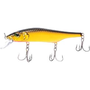 Bill Lewis Scope-Stik 100 Suspending 4'-6' Jerkbait صيد السمك النابض بالحياة في المياه العذبة والمياه المالحة مع خطافات Mustad UltraPoint ثلاثية القبضة، ذهبي أسود/برتقالي للبطن