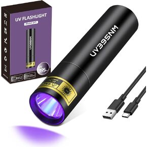 UV Flashlight Black Lights Wood’s Lamp Powerful Mini Portable, LED 395nm USB Rechargeable Ultraviolet Blacklight Flashlights, Pet Urine Detector Light for uv Resin Curing