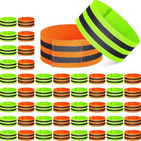 Yilloog 100 Pcs Reflective Arm Bands for Night Walking Reflector Bands for Wrist Arm Ankle Leg High Visibility Reflective Gear Safety Reflector Tape Straps for Cycling and Running