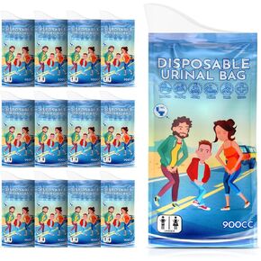Owfeel 12 Pack Disposable Urine Bags, 900ml Unisex Portable Urine Bags for Camping, Disposable Urinals Vomit Bags for Traffic Jams Camping Hiking for Men Women Kids Patient