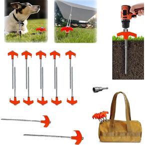 8"" Screw in Tent Stakes - Ground Anchors Screw in, Screw in Tent Stakes Heavy Duty, Metal Threaded Tent Spikes, Tent Stakes for Outdoor Camping (8pcs), 9.8*0.7*0.7in, ZPDINGA1