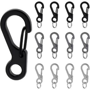 Qianyu 12 Pack Small Carabiner Clip Metal Spring Snap Connect Hooks Multipurpose Mini Paracord Hanging Clips for Backpack Camera Strap Flashlight Camping Hiking Key Chain Accessories