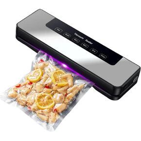 Vacuum Sealer Machine,80KPa Suction Power Food Vacuum Saver with Starter Kits with 25 Bags, Automatic Vacuum Sealer for Food Storage,Moist&Dry Mode