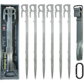 Heavy Duty Tent Stakes, Camping Stakes, Steel Tent Pegs Unbreakable and Inflexible, Metal Ground Stakes for Outdoor Camping, Hiking (6pcs 11in Stakes)