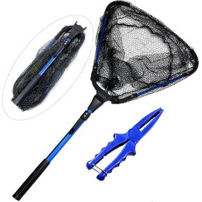Freshwater Saltwater Fishing Floating Fishing Net Extra Strong Foldable Fishing Net Rubber Coated Fish Landing Net