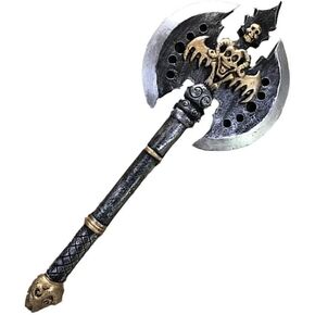 28" WoW Double-Sided Orc Blade Battle Axe, Latex Rubber Tolak Barbarian Double Blade Battle Axe Larp Costume Cosplay Prop