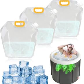 3Pcs Ice Bath Bags - 10L Cold Plunge Tub Accessories Large Capacity Ice Bath Freezer Bag Portable at Home for Athletes Ice Barrel Cold Therapy (Blue)
