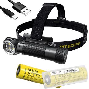Nitecore HC35 2700 Lumen USB Rechargeable L-Shape Detachable Headlamp Flashlight, add NL2150 and LumenTac Organizer