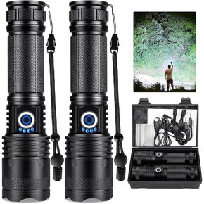 Rechargeable Flashlights 990,000 High Lumens 2 Pack, Led Super Bright Flashlight with 5 Modes & IPX7 Waterproof, 15H Running Time, High Powered Flash Light for Home Camping Home Emergencies