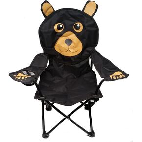 Kids Folding Camp Chair with Cup Holder and Carry Bag - Black Bear