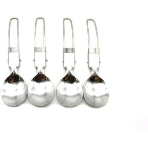 TMAX 4 pc Stainless Steel Two Folding Camping Spoon Dish Washer Safe, 3 Inch Folding Length