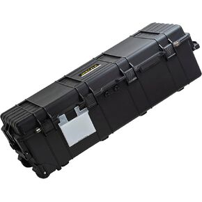 MEIJIA Portable Rolling Waterproof All Weather Hard Rifle Case,Hard Gun Case with Wheels,Soft Handle Grip,Customizable Fit Foam Inserted,Black