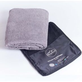 Microfiber Bath Towel Terry XL - Compact Multipurpose Fitness, Sports, Yoga, Travel Towel - Absorbent, Soft, Fast Drying Polyester - Lightweight & Odorless, Includes Bag - 110x150 cm, Grey