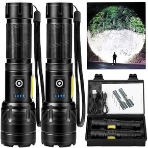 Rechargeable LED Flashlights High Lumens, 990,000 Lumens Super Bright Flashlight 7 Modes w/COB Work Light, Powerful Flash Light for Outdoor Emergency Camping Hiking