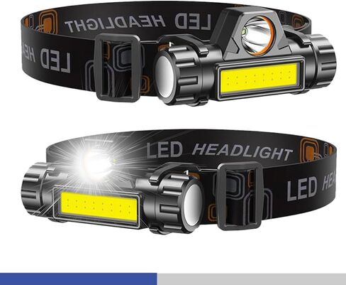 2000 Lumens Headlamp Rechargeable Ultra-Light Waterproof,2 Pack Head Lamp Flashlight 2 Mode 1200mAh for Outdoor,Camping,Hiking,Hunting,Running,Repairing,Fishing,Cycling in Kuwait