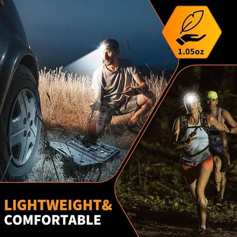 2000 Lumens Headlamp Rechargeable Ultra-Light Waterproof,2 Pack Head Lamp Flashlight 2 Mode 1200mAh for Outdoor,Camping,Hiking,Hunting,Running,Repairing,Fishing,Cycling in Kuwait